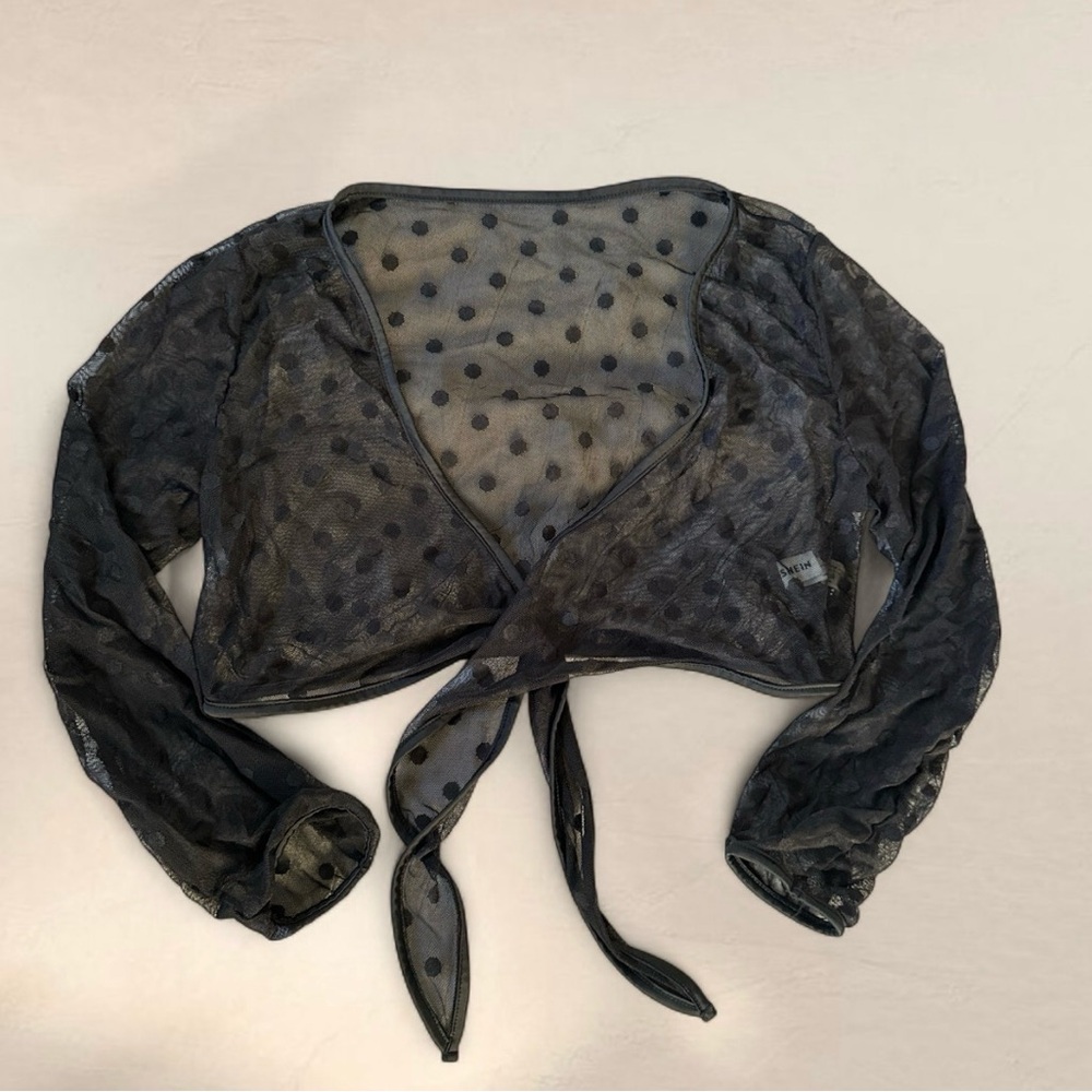 Mesh polka dot top